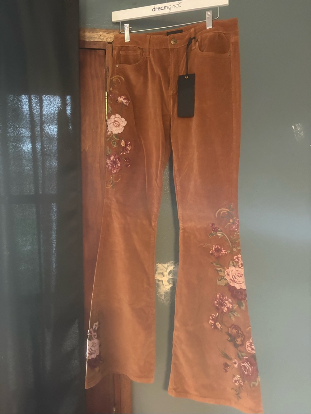 NWT Driftwood/Free People Embroidered Corduroy pants